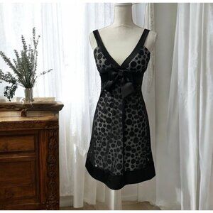 Vintage Taboo Black Sheer Polka Dot Whimsigoth Empire‎ Dress Small